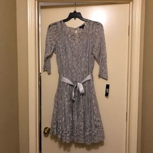 NWT MSK Woman 14W light grey lace dress